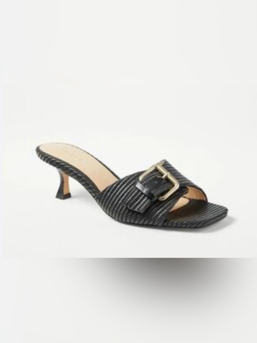 Ann Taylor Black Buckle Kitten Heel Mule Sandals Shoes Sz 6